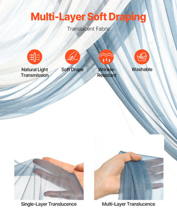 Artificial Wedding Arch Flowers Kit, Blue Wedding Arch Flowers with Drapes Kit (Pack of 4) - 2 Pcs Floral Arrangement, 2 Pcs Sheer Drapes, for Ceremony Bouquets Reception Backdrop Decoration