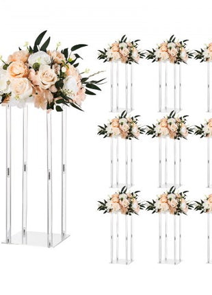 Wedding Flower Stand, 10PCS 19.69-inch Column Flower Stand, Floral Stands with Acrylic Laminate, Cylindrical Cubic Floral Display Rack for Wedding, Party, Birthday, Home, Centerpiece Stands