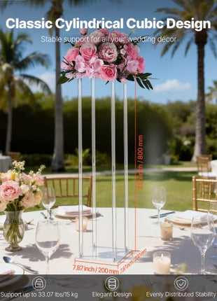 Wedding Flower Stand, 10PCS 31.5-inch Column Flower Stand, Floral Stands with Acrylic Laminate, Cylindrical Cubic Floral Display Rack for Wedding, Party, Birthday, Home, Centerpiece Stands