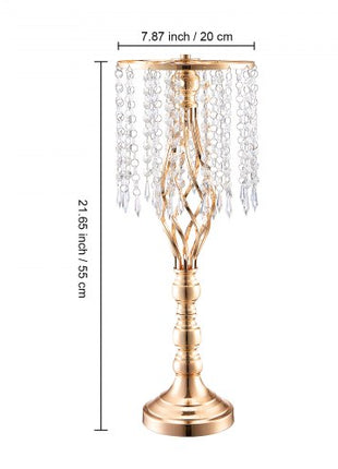 10PCS 55cm/21.65 Tall Crystal Wedding Flower Stand, Metal Wedding Centerpiece Vase, Gold Flower Holders Floral Display Rack for Tables Wedding Dinner Party, Ceremony Birthday Event Decor