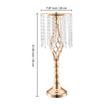 10PCS 55cm/21.65 Tall Crystal Wedding Flower Stand, Metal Wedding Centerpiece Vase, Gold Flower Holders Floral Display Rack for Tables Wedding Dinner Party, Ceremony Birthday Event Decor