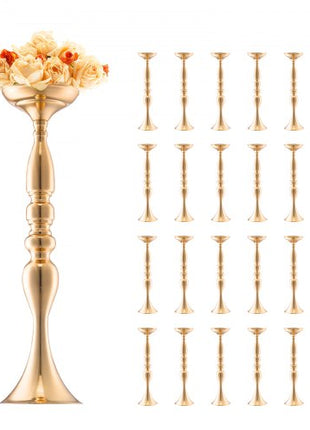 24PCS 50cm/19.7 Tall Wedding Flower Vase, Metal Wedding Centerpiece, Gold Floral Arrangement Stand Display Rack for Tables Wedding Dinner Party, Anniversary Ceremony Birthday Event Decor