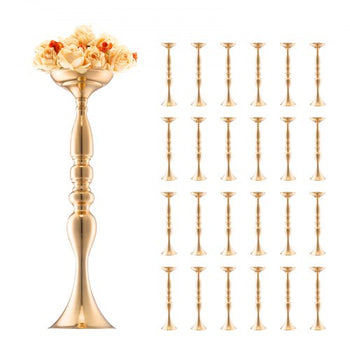 24PCS 50cm/19.7 Tall Wedding Flower Vase, Metal Wedding Centerpiece, Gold Floral Arrangement Stand Display Rack for Tables Wedding Dinner Party, Anniversary Ceremony Birthday Event Decor
