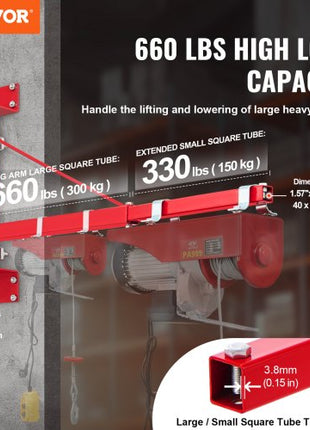 Electric Hoist Support Arm, 660 lbs Max Load Capacity, Electric Hoist Holder Swing Arm with Pole, Steel Hoist Frame, 180° Swivel Scaffold Hoist Lifting Arm, Winch Hoist Arm for Workshop, Garage