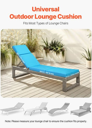 Chaise Lounge Cushion, 72 x 21 x 4 in, Set of 2 Outdoor Lounge Chair Cushions, Waterproof & Fade-Resistant, Sun Lounger Cushions with Ties, Thick Patio Lounger Pads for Pool Deck, Teal Color
