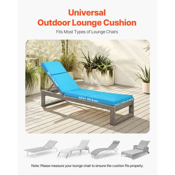 Chaise Lounge Cushion, 72 x 21 x 4 in, Set of 2 Outdoor Lounge Chair Cushions, Waterproof & Fade-Resistant, Sun Lounger Cushions with Ties, Thick Patio Lounger Pads for Pool Deck, Teal Color