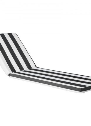 Chaise Lounge Cushion, 74 x 22 x 3 in, Set of 2 Outdoor Lounge Chair Cushions, Waterproof & Fade-Resistant Sun Lounger Cushions with Ties, Patio Lounger Pads for Pool Deck, Black & White Stripes
