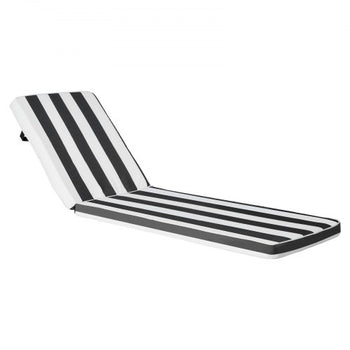 Chaise Lounge Cushion, 74 x 22 x 3 in, Set of 2 Outdoor Lounge Chair Cushions, Waterproof & Fade-Resistant Sun Lounger Cushions with Ties, Patio Lounger Pads for Pool Deck, Black & White Stripes