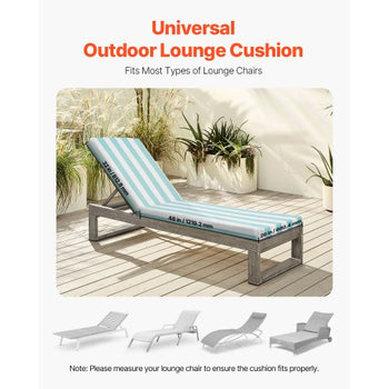Chaise Lounge Cushion, 80 x 26 x 4 in, Set of 2 Outdoor Lounge Chair Cushions, Waterproof & Fade-Resistant Sun Lounger Cushions with Ties, Patio Lounger Pads for Pool Deck, Green & White Stripes