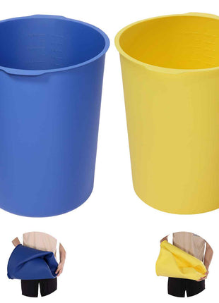 2 Pcs 5 Gallon Bucket Liner for Concrete Mix, Reusable Silicone Mortar Bucket Liner for Thinset Paint Concrete Epoxy Mixing, Heavy-duty Grout Mixer Insert with Measurements, Blue & Yellow