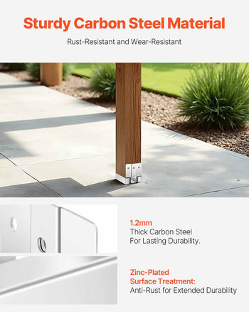 4x4 Post Base 10 Pcs, Inner Size 3.53x3.56inch/89.6x90.5mm Concrete Post Anchor, Heavy-Duty Zinc-Plated Carbon Steel Posts Brackets with 1 Inch Standoff Elevation, for Concrete Pergolas Patios