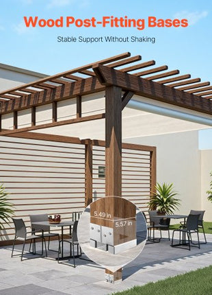 6x6 Post Base 10 Pcs, Inner Size 5.49x5.57inch/139.5x141.5mm Concrete Post Anchor, Heavy-Duty Zinc-Plated Carbon Steel Posts Brackets with 1 Inch Standoff Elevation, for Concrete Pergolas Patio