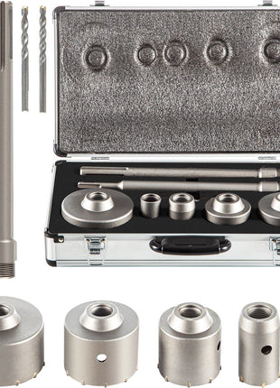 Concrete Hole Saw Kit, 1-2/11\", 1-3/5\", 2-9/16\", 3-5/32\", 3-15/16\" Drill Bit Set SDS Plus & SDS MAX Shank Wall Hole Cutter with a 4-1/3\" Connecting Rod for Concrete, Cement, Stone Wall, Ma