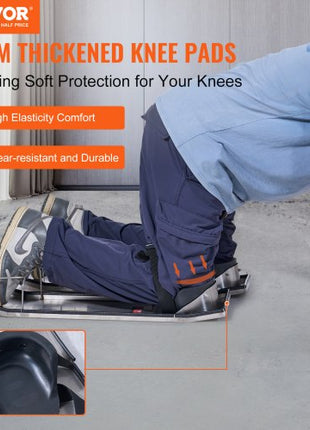Concrete Knee Boards Stainless Steel, 28'' x 8'' Concrete Sliders, 2 Pairs Concrete Knee Pads Moving Sliders, with Knee Pads & Board Straps for Cement and Concrete Finishing