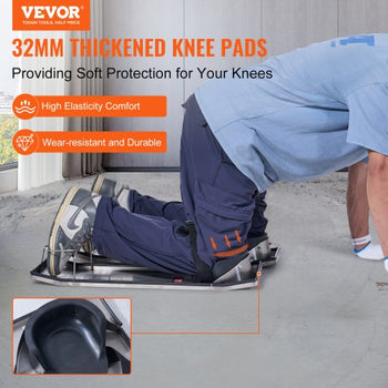 Concrete Knee Boards Stainless Steel, 28'' x 8'' Concrete Sliders, 2 Pairs Concrete Knee Pads Moving Sliders, with Knee Pads & Board Straps for Cement and Concrete Finishing