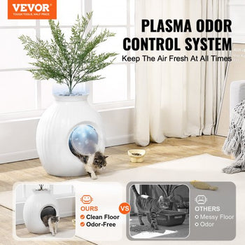 Plant Cat Litter Box, Smart Odor Control System, Hidden Cat Litter Box with 9.48 in Large Entrance, Lighting Decoration & Sturdy ABS Material, Fit for Living Room/Corner/Outdoor Pool/Patio
