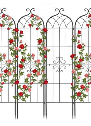 Garden Trellis, 60 x 15 inch Rose Trellis, 4 Packs Garden Flower Rose Trellises with Powder-Coated Finish & Convenient Locking Design, Plant Support Trellises for Flowers, Vegetables, Roses