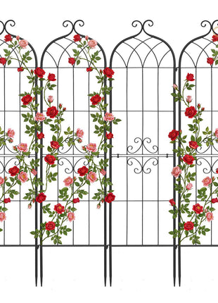 Garden Trellis, 60 x 15 inch Rose Trellis, 4 Packs Garden Flower Rose Trellises with Powder-Coated Finish & Convenient Locking Design, Plant Support Trellises for Flowers, Vegetables, Roses