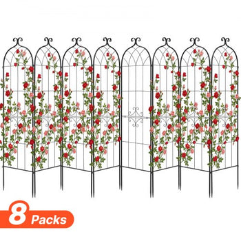 Garden Trellis, 71 x 20 inch Rose Trellis, 8 Packs Garden Flower Rose Trellises with Powder-Coated Finish & Convenient Locking Design, Plant Support Trellises for Flowers, Vegetables, Roses