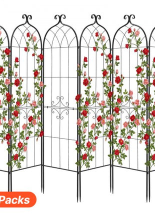 Garden Trellis, 71 x 20 inch Rose Trellis, 6 Packs Garden Flower Rose Trellises with Powder-Coated Finish & Convenient Locking Design, Plant Support Trellises for Flowers, Vegetables, Roses