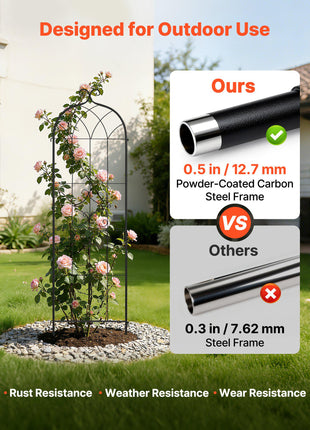 Garden Trellis, 71 x 20 inch Rose Trellis, 6 Packs Garden Flower Rose Trellises with Powder-Coated Finish & Convenient Locking Design, Plant Support Trellises for Flowers, Vegetables, Roses