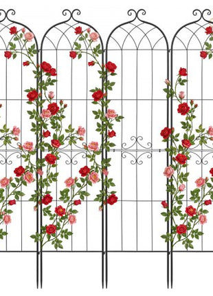 Garden Trellis, 87 x 20 inch Rose Trellis, 4 Packs Garden Flower Rose Trellises with Powder-Coated Finish & Convenient Locking Design, Plant Support Trellises for Flowers, Vegetables, Roses