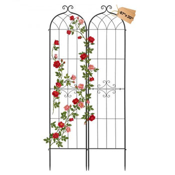 Garden Trellis, 87 x 20 inch Rose Trellis, 2 Packs Garden Flower Rose Trellises with Powder-Coated Finish & Convenient Locking Design, Plant Support Trellises for Flowers, Vegetables, Roses