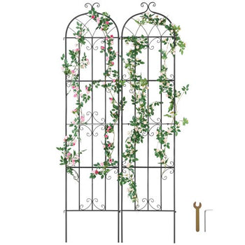 Garden Trellis for Climbing Plants, 87 x 20 in, 2 Packs Rustproof Metal Garden Flower Trellis, Outdoor Climbing Rose Trellis Cucumbers Support, Decorative Clematis Trellis for Courtyards Lawns