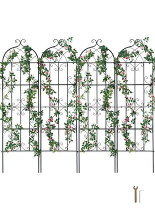 Garden Trellis for Climbing Plants, 71 x 20 in, 4 Packs Rustproof Metal Garden Flower Trellis, Outdoor Climbing Rose Trellis Cucumbers Support, Decorative Clematis Trellis for Courtyards Lawns