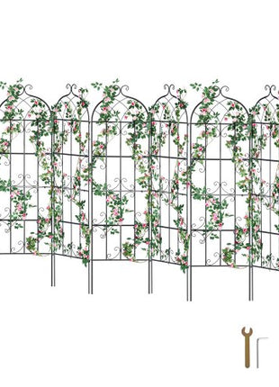 Garden Trellis for Climbing Plants, 71 x 20 in, 6 Packs Rustproof Metal Garden Flower Trellis, Outdoor Climbing Rose Trellis Cucumbers Support, Decorative Clematis Trellis for Courtyards Lawns