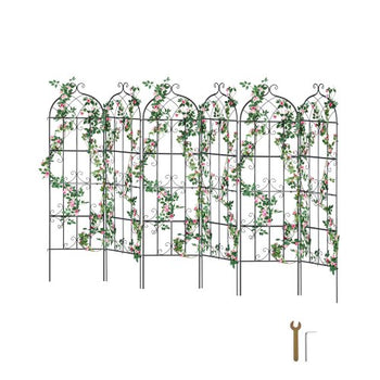 Garden Trellis for Climbing Plants, 71 x 20 in, 6 Packs Rustproof Metal Garden Flower Trellis, Outdoor Climbing Rose Trellis Cucumbers Support, Decorative Clematis Trellis for Courtyards Lawns