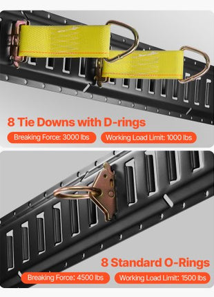 E Track Tie-Down Rail Kit, 30PCS 5FT E-Tracks Set Includes 4 Steel Rails & 2 Single Slot & 8 O Rings & 8 Tie-Offs with D-Ring & 8 End Caps, Securing Accessories for Cargo, Motorcycles, and Bikes