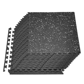 Puzzle Exercise Mat, 24 PCS Fitness Equipment Mats, 24 x 24 x 0.4 in, High-Density EVA Foam Mats Set, Interlocking Rubber Soft Tiles, Protective Floor Padding with White Dots for Home Gym Office