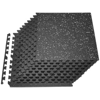 Puzzle Exercise Mat, 12 PCS Fitness Equipment Mats, 24 x 24 x 0.56 in, High-Density EVA Foam Mat Set, Interlocking Rubber Soft Tiles, Protective Floor Padding with White Dots for Home Gym Office