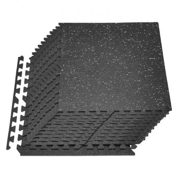 Puzzle Exercise Mat, 24 PCS Fitness Equipment Mats, 24 x 24 x 0.4 in, High-Density EVA Foam Mats Set, Interlocking Rubber Soft Tiles, Protective Floor Padding with Gray Dots for Home Gym Office
