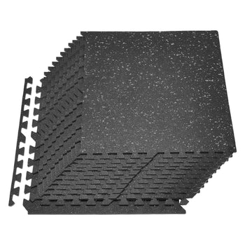Puzzle Exercise Mat, 24 PCS Fitness Equipment Mats, 24 x 24 x 0.4 in, High-Density EVA Foam Mats Set, Interlocking Rubber Soft Tiles, Protective Floor Padding with Gray Dots for Home Gym Office