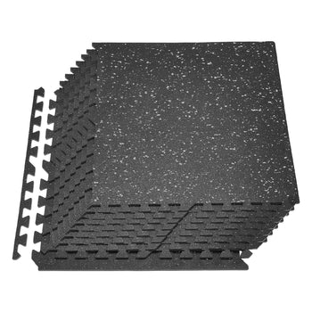 Puzzle Exercise Mat, 12 PCS Fitness Equipment Mats, 24 x 24 x 0.4 in, High-Density EVA Foam Mats Set, Interlocking Rubber Soft Tiles, Protective Floor Padding with Gray Dots for Home Gym Office