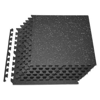 Puzzle Exercise Mat, 6 PCS Fitness Equipment Mats, 24 x 24 x 0.56 in, High-Density EVA Foam Mats Set, Interlocking Rubber Soft Tiles, Protective Floor Padding with Gray Dots for Home Gym Office