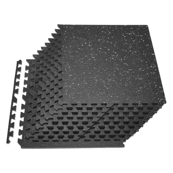 Puzzle Exercise Mat, 12 PCS Fitness Equipment Mats, 24 x 24 x 0.56 in, High-Density EVA Foam Mats Set, Interlocking Rubber Soft Tiles, Protective Floor Padding with Gray Dots for Home Gym Office