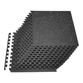 Puzzle Exercise Mat, 24 PCS Fitness Equipment Mats, 24 x 24 x 0.56 in, High-Density EVA Foam Mats Set, Interlocking Rubber Soft Tiles, Protective Floor Padding with Gray Dots for Home Gym Office