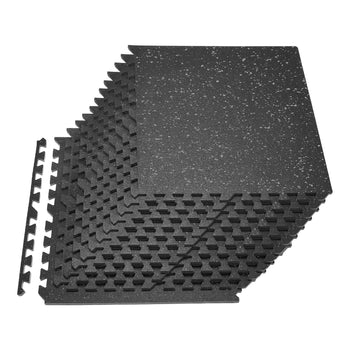 Puzzle Exercise Mat, 24 PCS Fitness Equipment Mats, 24 x 24 x 0.56 in, High-Density EVA Foam Mats Set, Interlocking Rubber Soft Tiles, Protective Floor Padding with Gray Dots for Home Gym Office