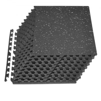 Puzzle Exercise Mat, 12 PCS Fitness Equipment Mats, 24 x 24 x 0.79 in, High-Density EVA Foam Mats Set, Interlocking Rubber Soft Tiles, Protective Floor Padding with Gray Dots for Home Gym Office