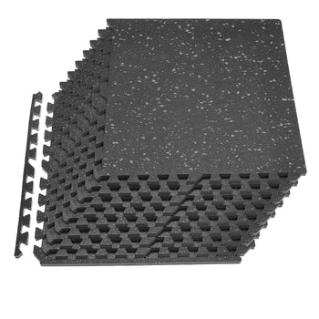 Puzzle Exercise Mat, 12 PCS Fitness Equipment Mats, 24 x 24 x 0.79 in, High-Density EVA Foam Mats Set, Interlocking Rubber Soft Tiles, Protective Floor Padding with Gray Dots for Home Gym Office