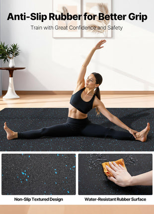 Puzzle Exercise Mat, 24 PCS Fitness Equipment Mats, 24 x 24 x 0.4 in, High-Density EVA Foam Mats Set, Interlocking Rubber Soft Tiles, Protective Floor Padding with Blue Dots for Home Gym Office