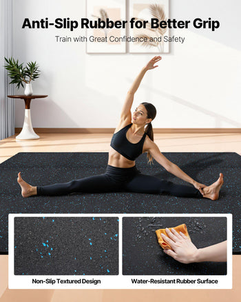 Puzzle Exercise Mat, 24 PCS Fitness Equipment Mats, 24 x 24 x 0.4 in, High-Density EVA Foam Mats Set, Interlocking Rubber Soft Tiles, Protective Floor Padding with Blue Dots for Home Gym Office