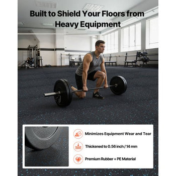 Puzzle Exercise Mat, 24 PCS Fitness Equipment Mats, 24 x 24 x 0.56 in, High-Density EVA Foam Mat Set, Interlocking Rubber Soft Tiles, Protective Floor Padding with Blue Dots for Home Gym Office