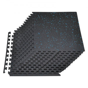 Puzzle Exercise Mat, 24 PCS Fitness Equipment Mats, 24 x 24 x 0.56 in, High-Density EVA Foam Mat Set, Interlocking Rubber Soft Tiles, Protective Floor Padding with Blue Dots for Home Gym Office