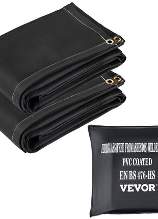 Fire Blankets, 2 Pack Welding Blankets, 8\' x 10\' Fire Suppression Blanket, 1022°F Flame Retardant Blanket, Black Fire Emergency Blankets, Fiberglass Fire Retardant Blanket with 12 Brass Gromme