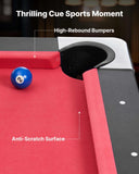 Pool Table, 6 ft Portable Billiards Tables, Adjustable Feet Stable Game Table, Entertainment Set Includes Ball, Cue, Rack, Chalk and Brush, Black with Red Cloth, for Family Use, Recreation Room