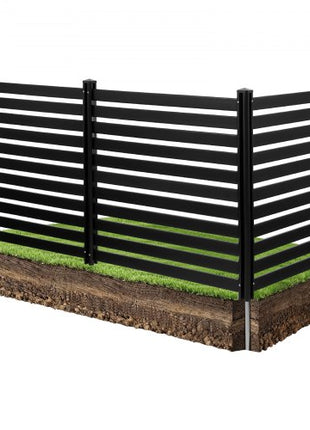 3 Panels Outdoor Privacy Screen, 50 x 48 in Air Conditioner Fence with 27.6 in Ground Stakes, Pool Equipment Enclosure, Vinyl Privacy Fence, Ideal for Trash Can and A/C Units, Black